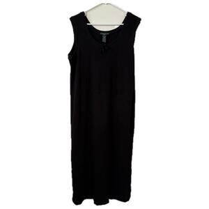 Ralph Lauren 100% Cotton Black Sleeveless Rib Sweater Maxi Dress w/ Bow - 1X